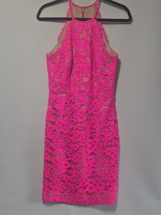 Trina Turk Dresses & Skirts - Trina Turk Parry Bright Pink Lace Halter Sheath Dress